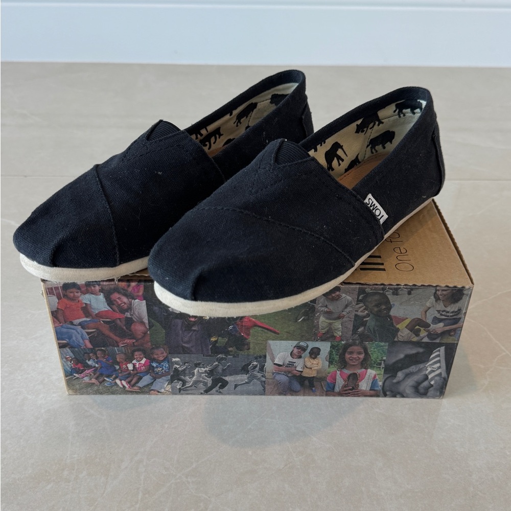 TOMS Black Canvas Slip-On Shoes